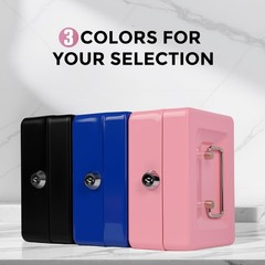 Black Small Cash Box Money Tray Lock Key Petty Metal Bank 5.9×4.7×3.1 Inches