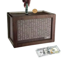 1000/3000/5000/10000 Euro Money Box Wooden Money Box Reusable with Savings Targe