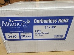 Alliance 3410 Carbonless Receipt Rolls 3″ x 95′ 2-Ply White/Canary – 50 Rolls