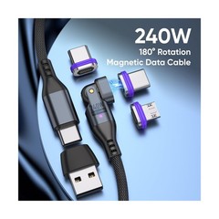 240W Magnetic Charging Cable ，180°Rotating USBC to USB C Magnet… U