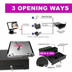 GoldBrush 16″ Cash Drawer for POS Systems with 3 Unlocking Modes and RJ11/RJ12