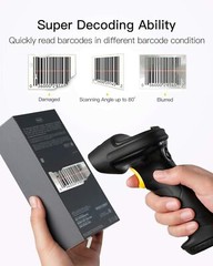 Inateck Barcode Scanner Wireless Reader Gun 2.4GHz Automatic Scanning 35M Range