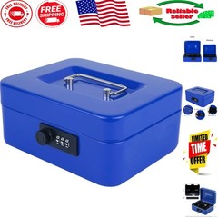 Water-Resistant Metal Cash Storage Box with Combination Lock, 7.87″ Compact Size