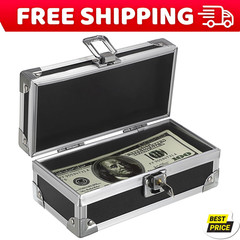 Cash Box with Lock, Aluminium Alloy Money Box for Cash Lockable Money Storage Bo