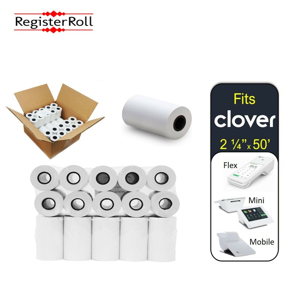 VERIFONE VX520 – 2-1/4″ x 50′ THERMAL RECEIPT PAPER 50 ROLLS CREDIT CARD ROLLS