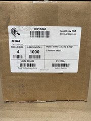 (4 ROLLS) GENUINE Zebra 10018340 Z-Perform 1500T Thermal Transfer Labels 4×6 NEW