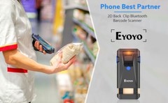 2D Wireless Bluetooth Barcode Scanner, Phone Back Clip for iPhone,Android, iOS