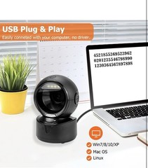 Automatic Omnidirectional Desktop Barcode Scanner, Hands-Free USB Wired QR Ba…