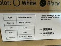 NEW &SEALED TOAST TKP300 POS Kitchen Receipt Printer, Serial, USB, JK, Ethernet