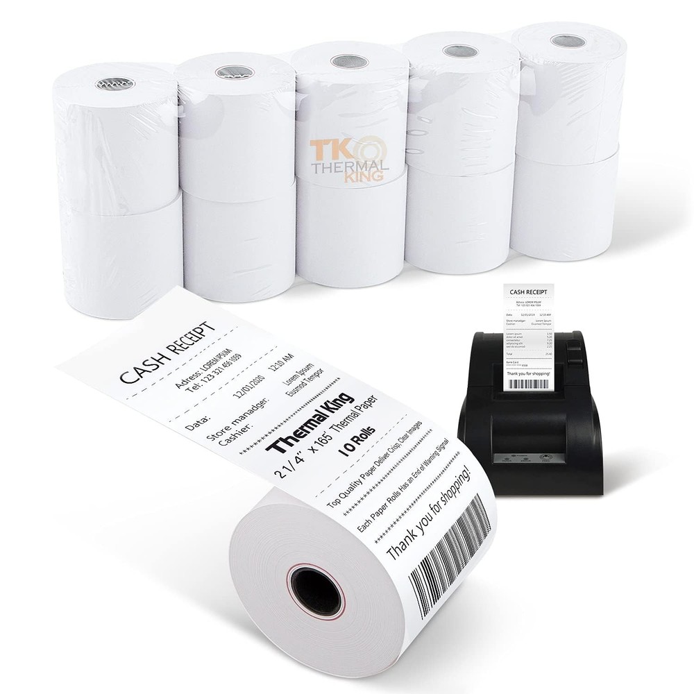 TK Thermal King, 10 Rolls 2 1/4″ x 165′ Thermal Paper, POS Receipt Paper for …