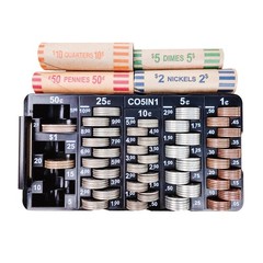 Coin Sorting Tray Coin Counter with Lid for All Coins Accurate & Easy to Wrap