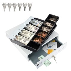HK SYSTEMS 13inch White Heavy Duty POS Interface Cash Drawer with 4Bill/5Coin