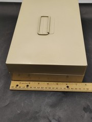 VTG MMF Industries Wheeling IL Heavy Duty Metal Cash Box Sand Combo Lock READ