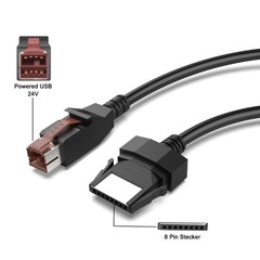 24V Powered USB Male 8Pin Retail Power Data Cable For Printer POS Systems