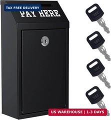 Sumerfnt Locking Cash Box with Slot, Metal Money Donation Box with Lock and 4 Ke