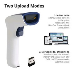 1D Wireless Bluetooth Barcode Scanner: 3-in-1 Handheld, USB BarCode Reader