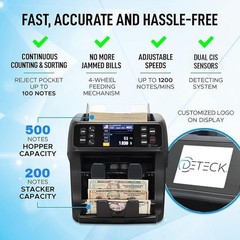 Deteck DT800 Bank Grade Mixed Denomination Money Counter Black