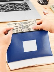 SMARTAKE 2-Pack Bank Deposit Money Bags with Zipper, 2-Pack, Navy Blue & Red