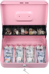 Cash Box with Money Tray and Key Lock,Tiered, Cantilever Design,4 Bill / 5 Co…