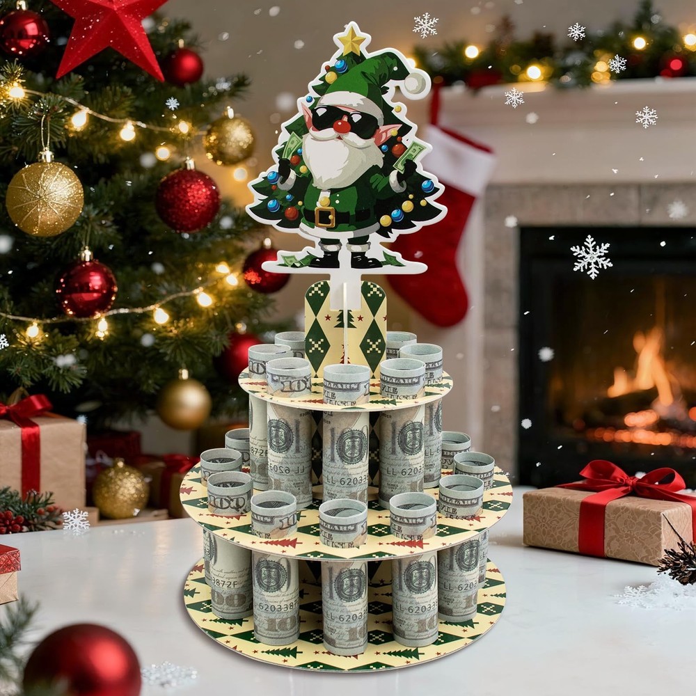 Christmas Santa Claus Money Holder Money Box Cash Cake,Money Tree for Xmas Mo…