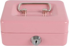 Pink Locking Steel Mini Cash Box for Kids with Removable Coin Tray, 4.92″