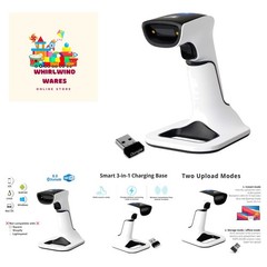 Effortless Inventory Management: Wireless 1D & 2D Barcode Scanner with Stand