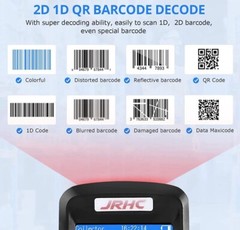 1D 2D Portable Inventory Scanner,JRHC Collector Counter 2.4G Wireless Barcode…