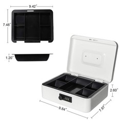 Large Cash Box Money Tray Combination Lock 9.8×7.9×3.5 Inch Security PCS