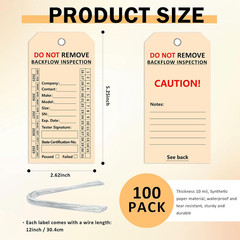 100 PCS Waterproof Backflow Inspection Tags Record Heavy 10 Mil Synthetic Paper
