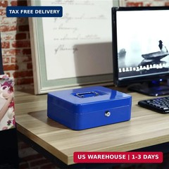 Jssmst Cash Box with Tray – Cash Box with Key Lock Safe Money Box with Cash Tray