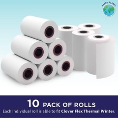 10-Roll Pack of Thermal Paper for Clover Flex C400, C401, C405 Printers