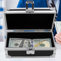 Lockable Cash Box Aluminium Alloy Single Row Currency Tray Money Organizer