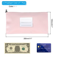 11×6 Inch Money Bags with Zipper, 2Pcs PU Leather Cash Pouch, Pink/White