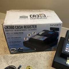 Nadex CR360 Thermal-Print Electronic Cash Register, 12 Compartments, Black