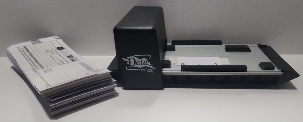 Vintage Manual Credit Card Imprinter Machine Slider Data Systems Co