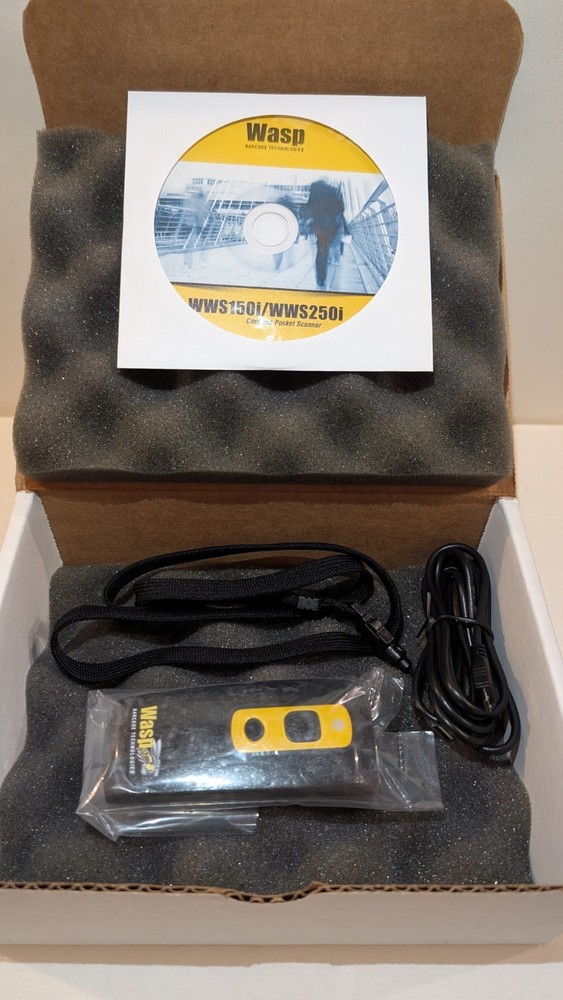 Wasp WWS250i 2DPocket Barcode Scanner With USB Cable- Black/Yellow #9