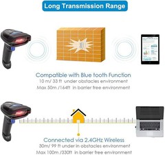 NT-1228BC Bluetooth & 2.4G Wireless Barcode Scanner for PC, Mac, Android
