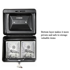 Secure Metal Cash Box for Kids – Small Lock Box with Top Slot, Black, 5.91″x4.72