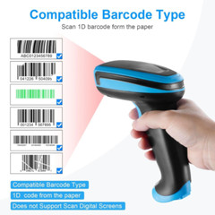 Barcode Scanner Wireless, 1D Laser Wireless Blue, Blue