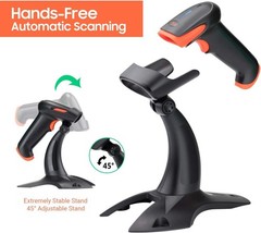 Wireless 2D QR Barcode Scanner with Stand, 3 in 1 Compatible with Blueto…