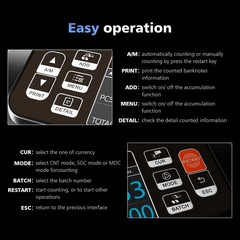Aneken N60 Mixed Denomination Money Counter Machine, Value Counting, UV/MG/IR…