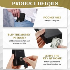 Pocket Sized Bank Metal Box for Gamblers Casino Cash W 2 Keys Money Safe Black