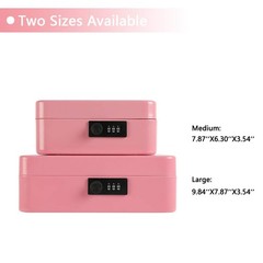 Steel Cash Box Safe Combination Lock Removable Coin Tray 7.87×6.3×3.54 Pink