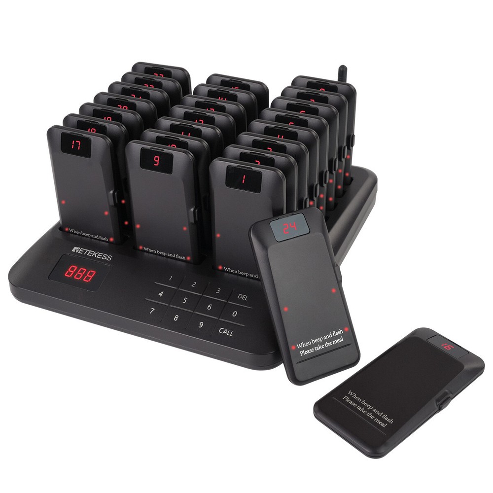 Retekess TD157P Restaurant Wireless Paging System Queuing 24 Pager Food Truck