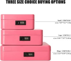 Pink Metal Cash Box with Combination Lock – Safety and Style Combined