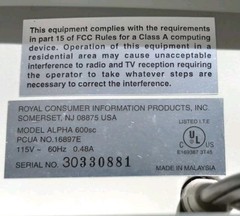 Royal Alpha 600SC Cash Management System Register with Cash Drawer NO KEY
