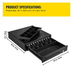 Cash Drawer 16″ Cash Register POS System 5 Bill 8 Coin 3 Unlocking Ways Box