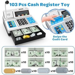 Calculator Cash Register Toy Gift for Kids Age 3, 4, 5, 6, 7, 8+ Year Old, 10…