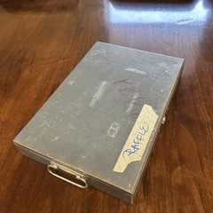 Vintage 1980’s Gray Steel Heavy Duty Cash Box – no key -Opens And Closes/latches