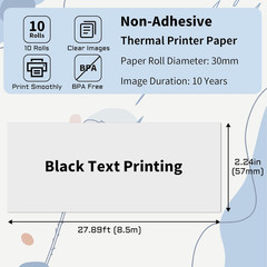 57x30mm Thermal Paper White 10 Rolls Non-Adhesive Thermal Paper Roll for Mini…